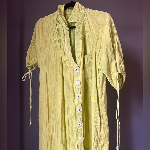 Free People Maya Midi Shirt Dress Faded Green Size XS - Picture 5 of 10